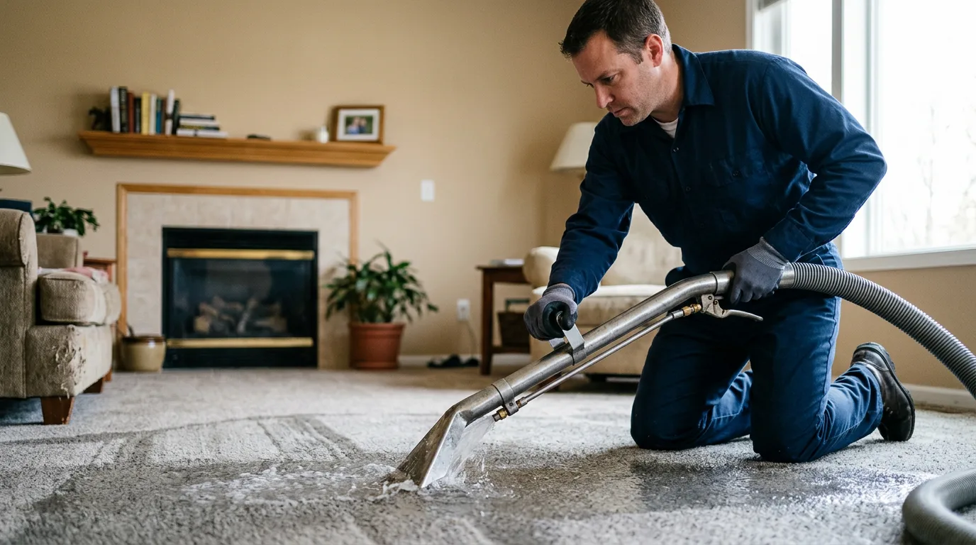 Water damage restoration technician working near Randolph, NJ